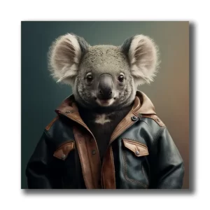 animaux habillés koala avec une veste en cuir