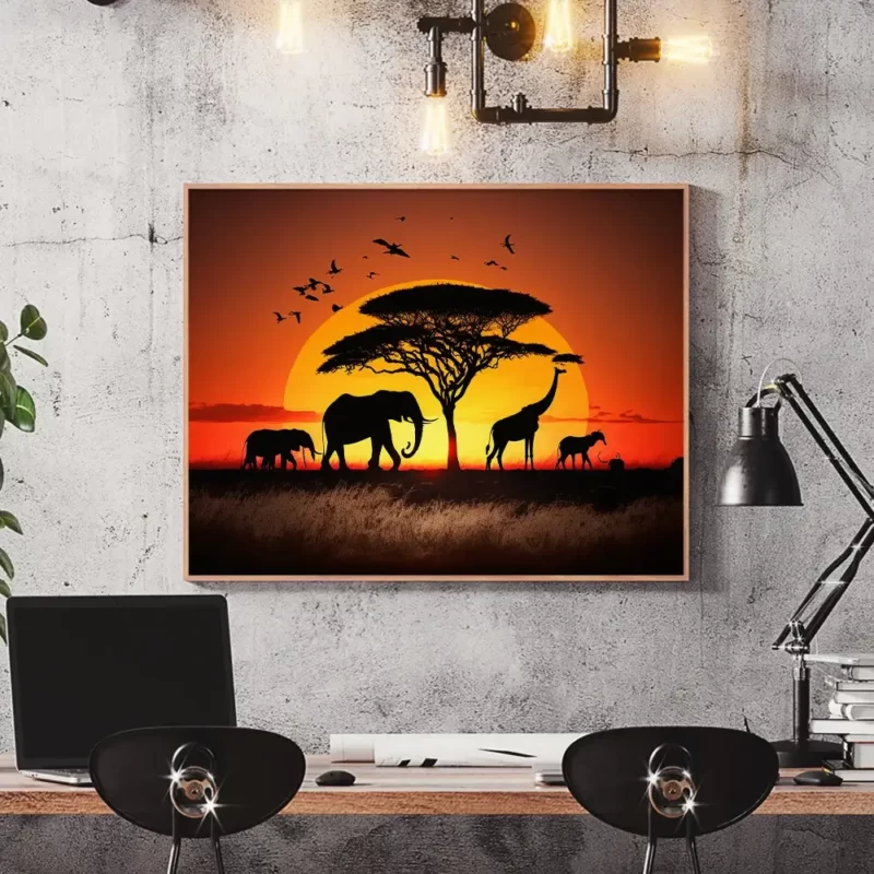 tableau d'animaux dans la savane