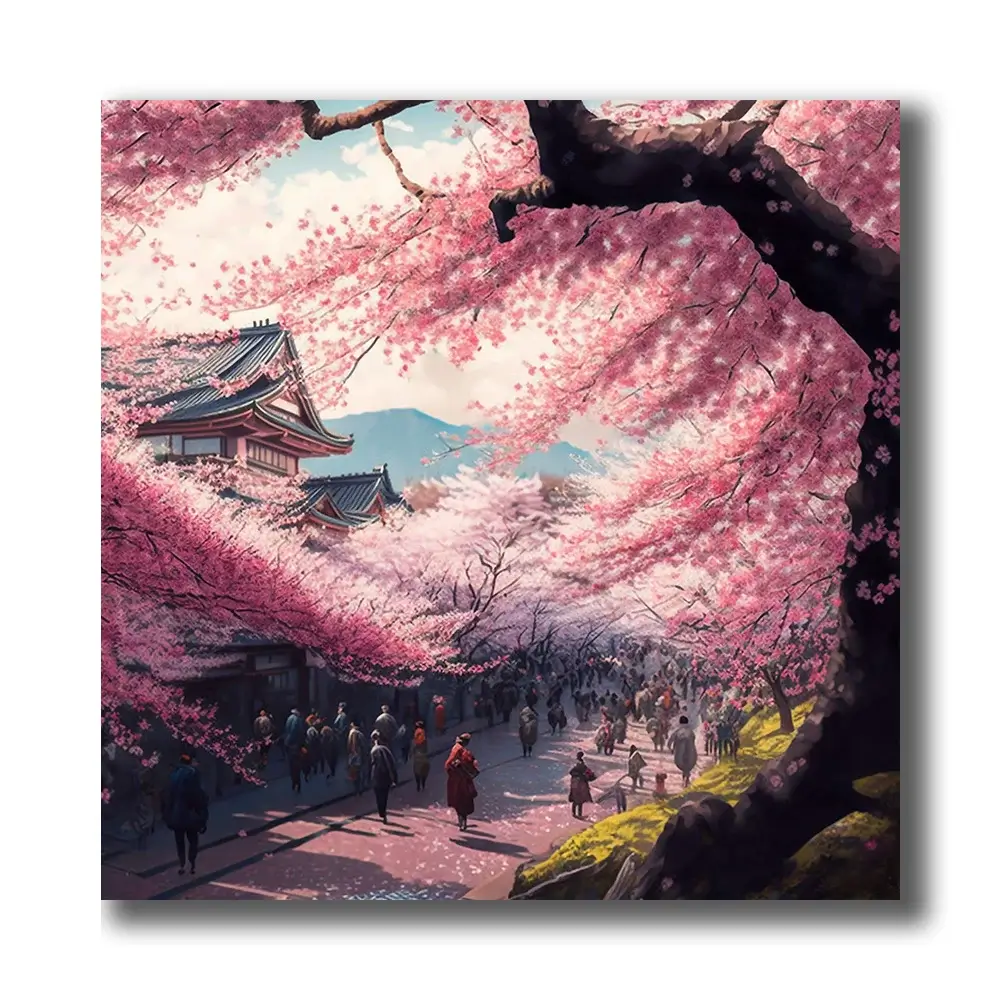 tableau montagne et cerisier japonais | Tableau-toile™