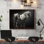 tableau cheval comtois sur fond gris