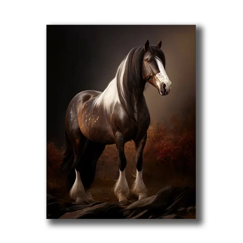 cheval de trait marron et blanc