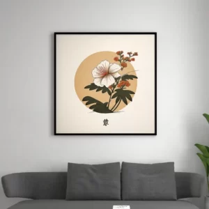 fleur japonaise blanche sur canvas