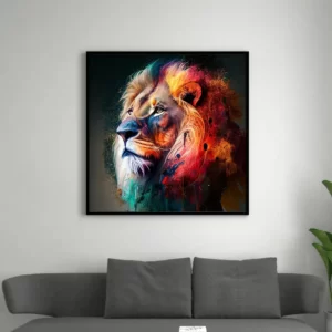 Lion coloré sur tableau