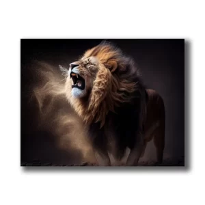tableau lion rugissant