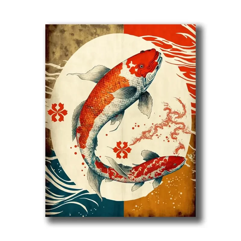 tableau japonais d'un poisson coloré