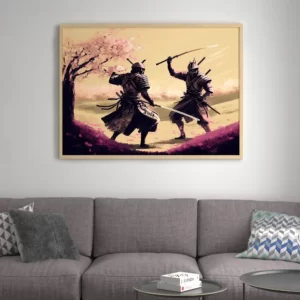 tableau style peinture samourai japonais