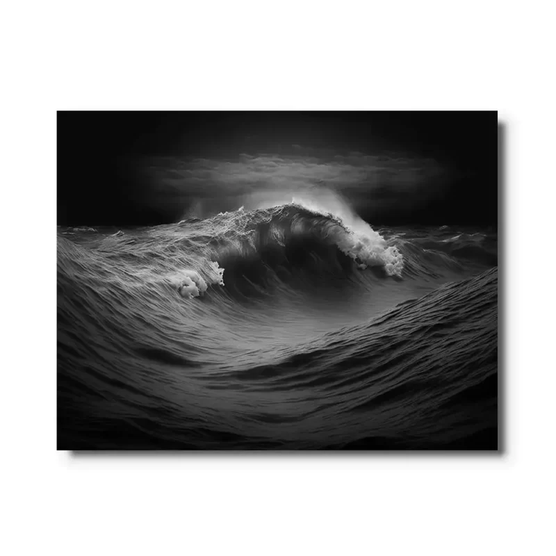tableau de vagues noir et blanc