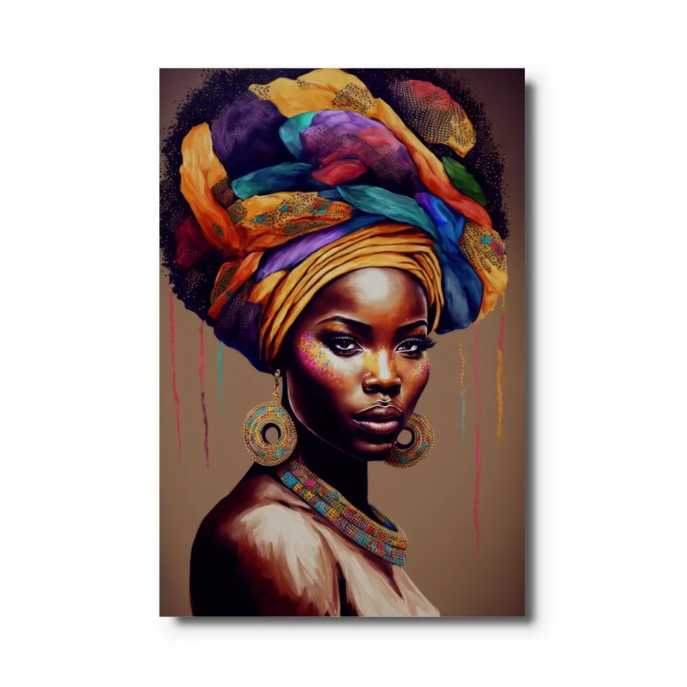 Tableau Afrique La Femme Noir et Blanc