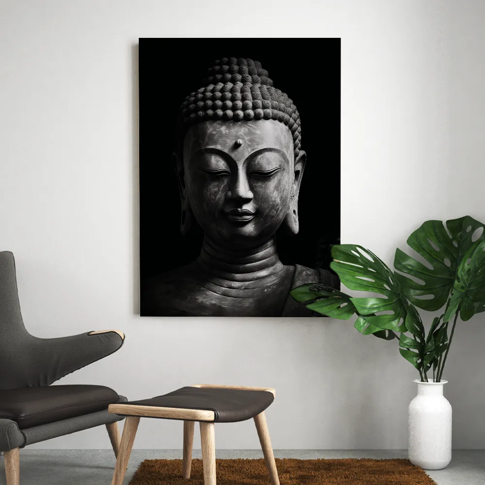 Tableau bouddha noir et blanc | Tableau-toile™