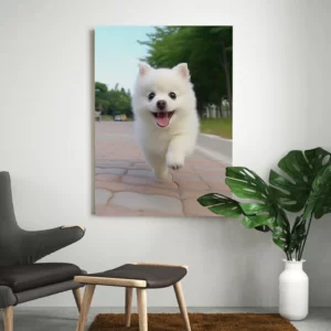 tableau chien blanc