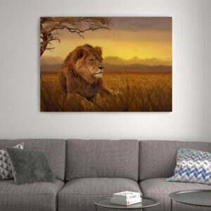tableau lion savane